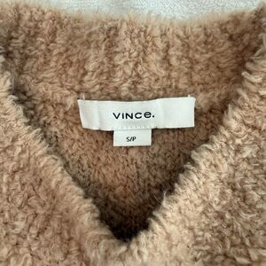 Vince Teddy Raglan Sleeve Sweater Cozy Sherpa Pullover Chestnut Merino Wool S